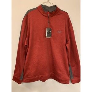 Callaway Golf Fleece Lined 1/4 Zip Pullover Black Jacket Size XL-Red & Gray